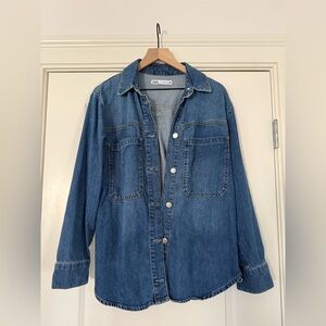 Zara Oversized Blue Denim Shirt Size Small